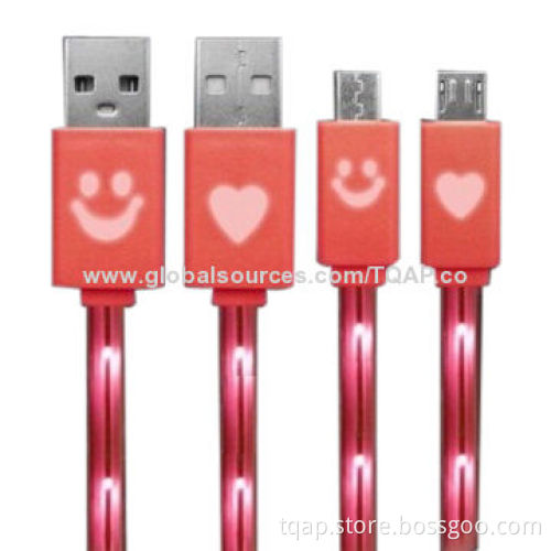 LED USB cable with smile and heart-shaped for iPod